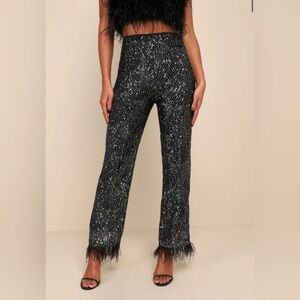 Elegant Black Sequin Women's Pants